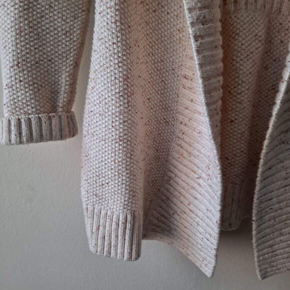 L.L. Bean Oatmeal Color Speckled Chunky Longline Open Cardigan Collar - Size XS - Picture 9 of 13